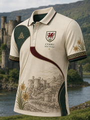 Men's Welsh Red Dragon Cultural Elements Art Print Polo