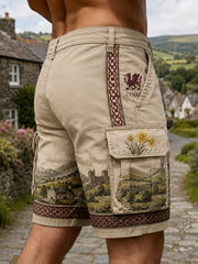 Men's Wales Red Dragon Cultural Elements Art Print Shorts