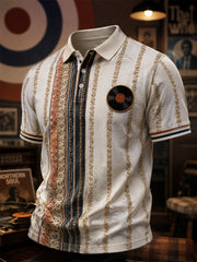 Men's Modern Culture Lover Printed Zipper Polo Shirt