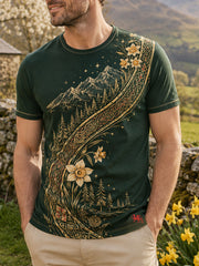 Men's Welsh-Inspired Art Print Casual T-Shirt