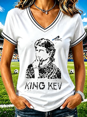Women's Rip King Kev 7 England Football Lover Printed short-sleeved T-shirt