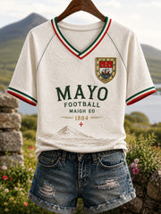 Women's County Mayo V-Neck Off-Shoulder Short-Sleeved T-Shirt