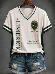 Women's Limerick Hurling Printed V-neck T-shirt