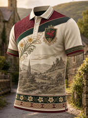 Men's Welsh-Style Short-Sleeved Polo Shirt With Artistic Print