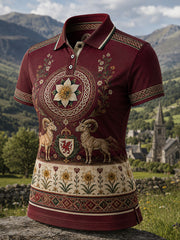 Women's Welsh-Inspired Art Print Polo Shirt