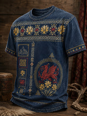 Men's Welsh Cultural Element Art Print Casual T-Shirt