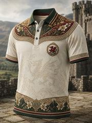 Men's Welsh Cultural Element Art Print Casual Polo