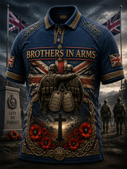 Men's British veteran print polo shirt