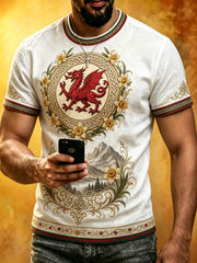 Men's Welsh Red Dragon Cultural Elements Art Print Casual T-Shirt