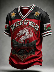 Vintage-Style Welsh Art Print Casual T-Shirt
