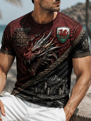 Men's Welsh Red Dragon Printed Short-Sleeve T-Shirt