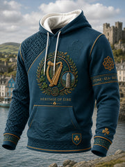 Men's Irish Patriotic Oversized Drop-Shoulder Hoodie with Pockets