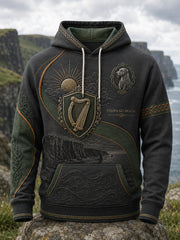 Men's Irish Patriotic Commemoration Oversized Drop-Shoulder Hoodie with Pockets