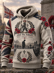 Men's British Veterans' Memorial Oversized Drop-Shoulder Hoodie with Pockets