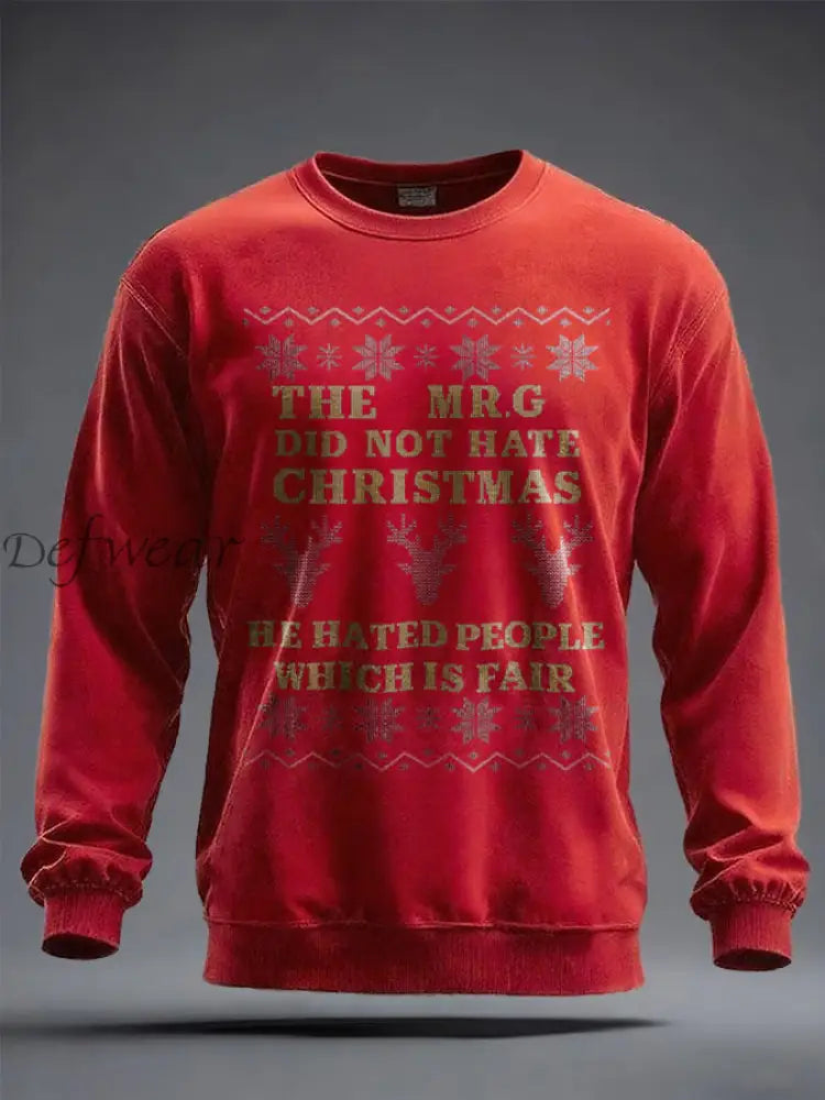 Unisex Funny Christmas Mr.G Printed Sweatshirt Red / S