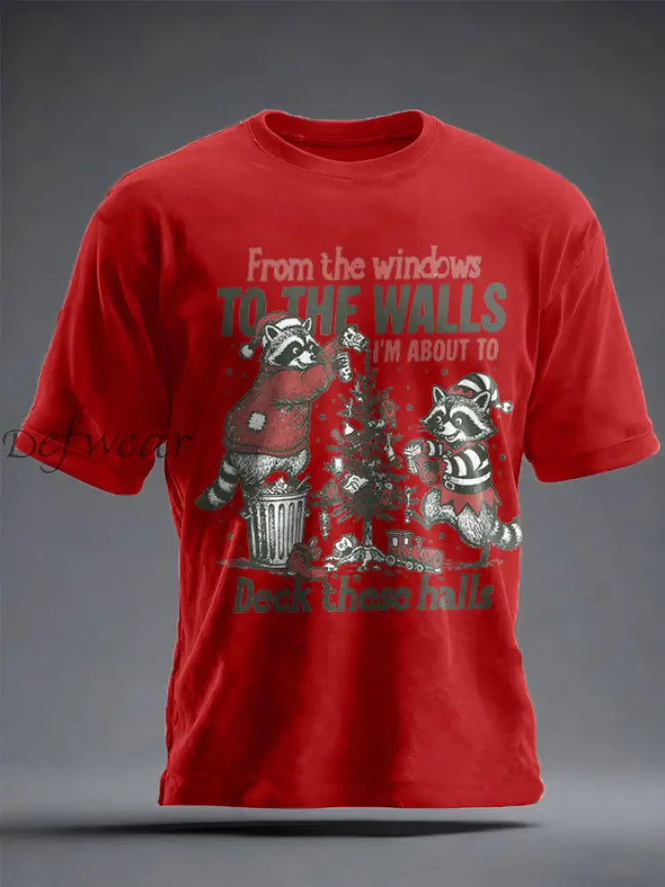 Unisex Funny Christmas Printed T-shirt Pure Red / S