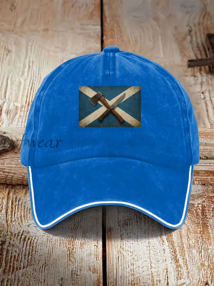 Unisex Girl’s Power Scotland Print Hat Blue / ONE