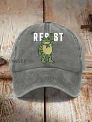 Unisex Portland Frog Print Hat Gray / ONE