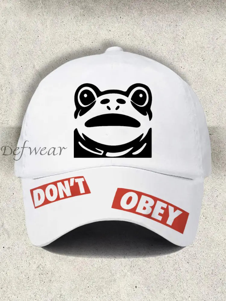 Unisex Resort Polish Frog Don’t Obey Print Cap White / ONE