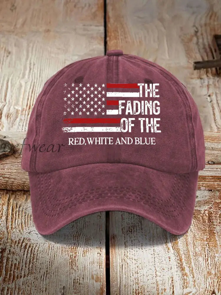 Unisex The Fading Of The Red White And Blue Print Hat Wine Red / ONE