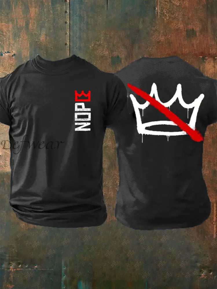 Vintage No Kings in America Print Casual Cotton Short Sleeve T-Shirt Black / S