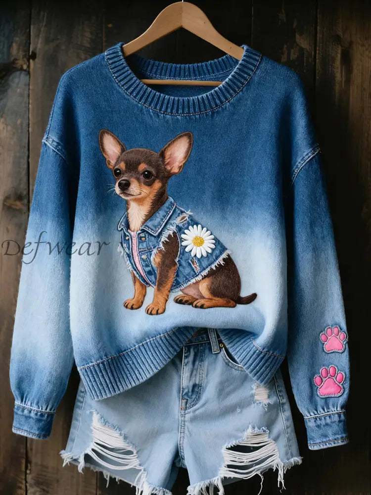 Women’s Chihuahua Dog Tops Blue / S
