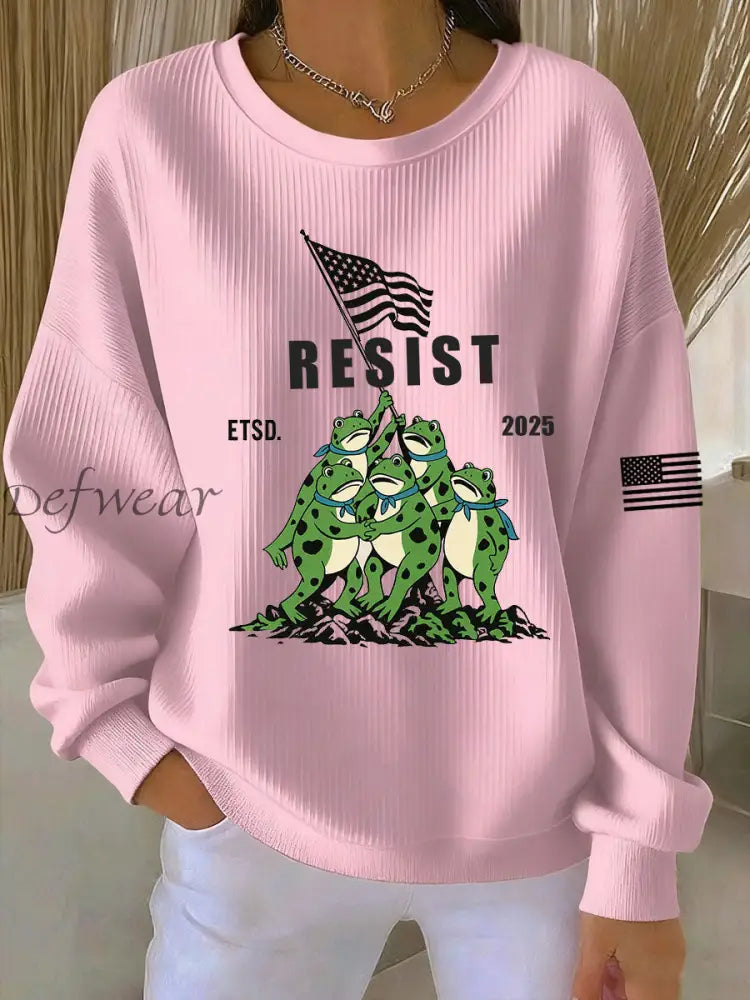 Women’s Frog Resist ETSD 2025 Ribbed Round-Neck Sweatshirt Pink / S