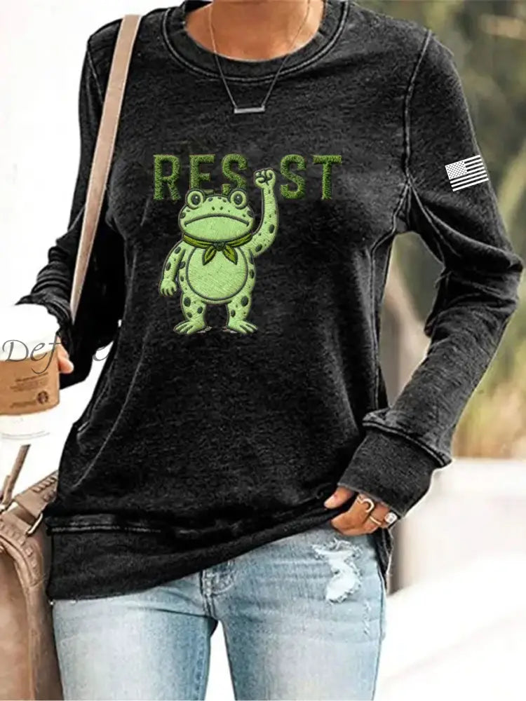 Women’s Resist Frog Print Sweatshirt As picture / S
