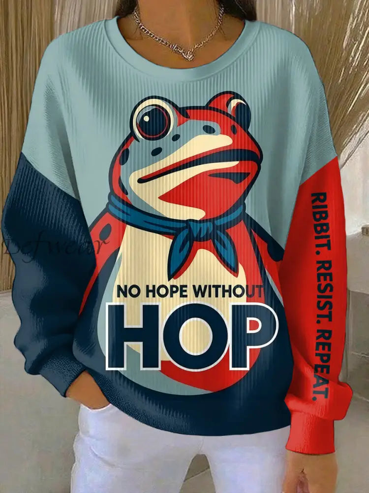 Women’s Resist Frog Ribbed Round-Neck Sweatshirt As picture / S