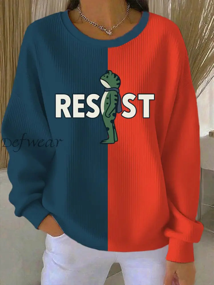 Women’s Resist Frog Ribbed Round-Neck Sweatshirt As picture / S