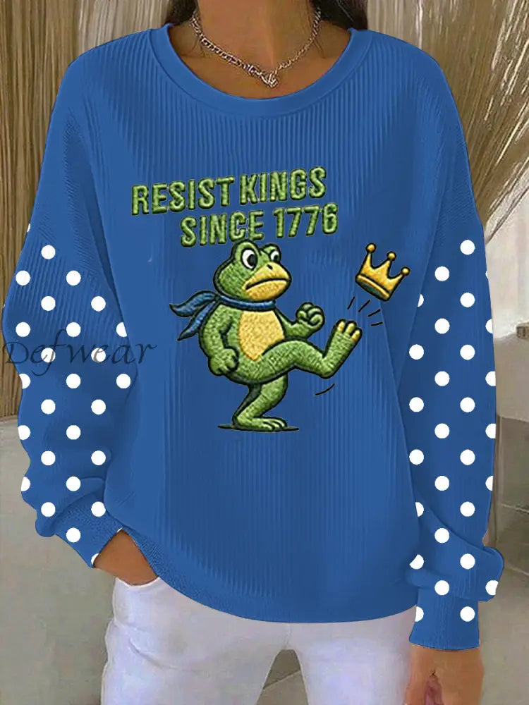 Women’s Resist Kings Since 1776 Ribbed Round-Neck Sweatshirt Blue / S