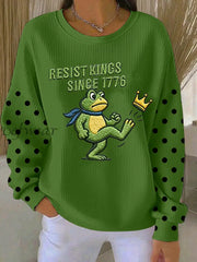 Women’s Resist Kings Since 1776 Ribbed Round-Neck Sweatshirt Green / S