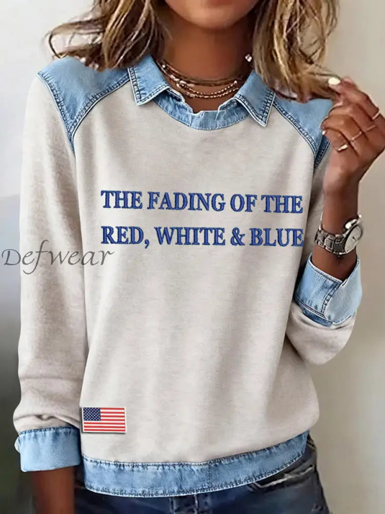 Women’s The Fading of the Red White and Blue Printed Top As picture / S