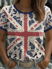 Women’s UK Flag Art Printed T shirt As picture / S