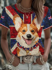 Women’s UK Flag Art Printed T shirt As picture / S