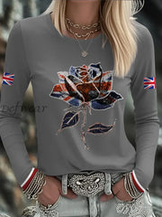 Women’s UK Flag Art Printed T shirt Light Gray / S