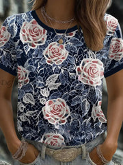 Women’s UK Flag Art Printed T shirt Navy Blue / S