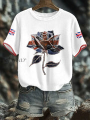 Women’s UK Flag Art Printed Tops White / S