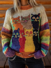 Women’s Vintage Cats Print Tops As picture / S