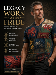 Men's Welsh Cultural Element Art Print V-Neck T-Shirt
