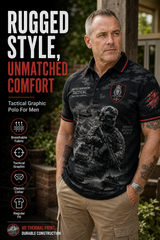 Men's Short-Sleeve Polo Shirt With Vintage Veteran Commemorative Print