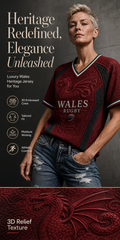 Women's Wales Rugby V-neck off-shoulder Short-sleeved T-shirt