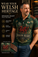 Men's Welsh Cultural Element Art Print Polo