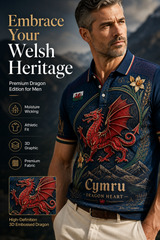 Men's Welsh Cultural Element Art Print Polo