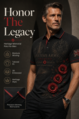 Men's Vintage Military-Style Graphic Short-Sleeve Polo Shirt