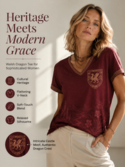 Women's Welsh Dragon Printed V-neck T-shirt