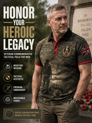 Men's Short-Sleeve Polo Shirt With Vintage Veteran Commemorative Print