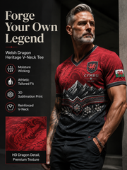 Men's Welsh Cultural Element Art Print V-Neck T-Shirt