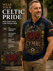 Men's Welsh Cultural Element Art Print Polo