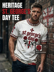 Men's St. George's Day Rose Distressed Print T-Shirt